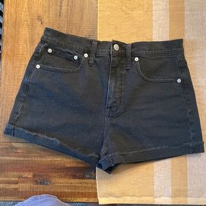 Madewell high-rise faded black denim shorts